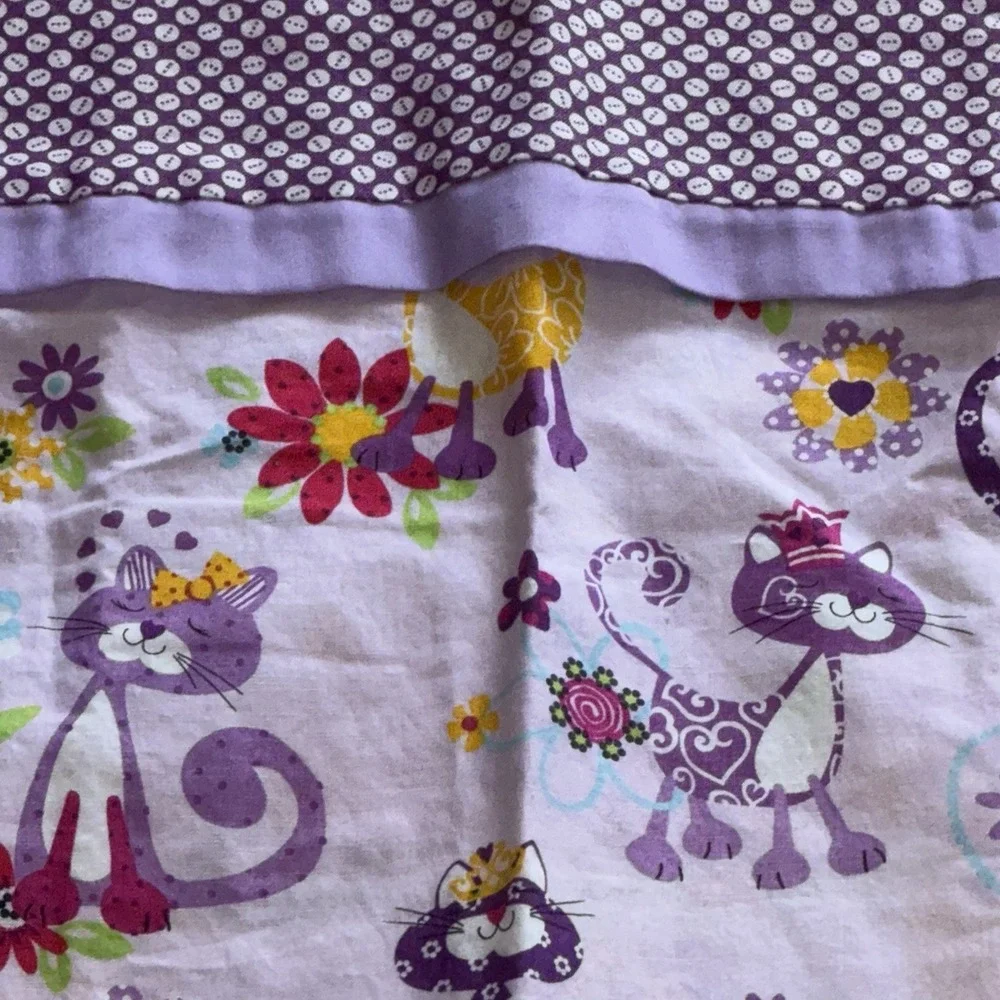 Handmade Cat Pillowcase Purple Floral Cute Kids Bedding Cartoon Soft Gift